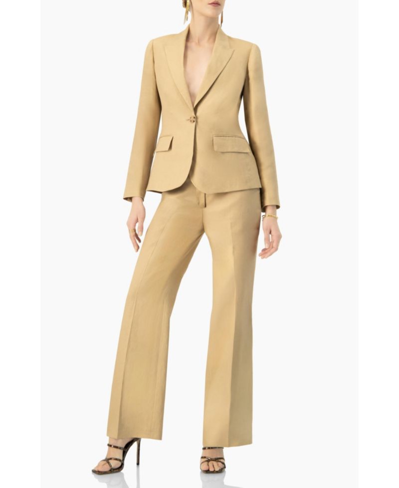 Women's Single-Button Tailored Linen Blazer
