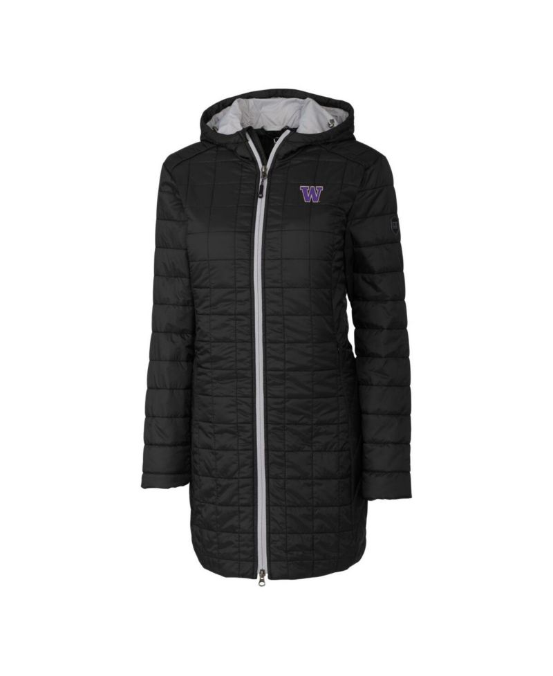 Women's Black Washington Huskies Rainier PrimaLoft Eco Hooded Long Coat