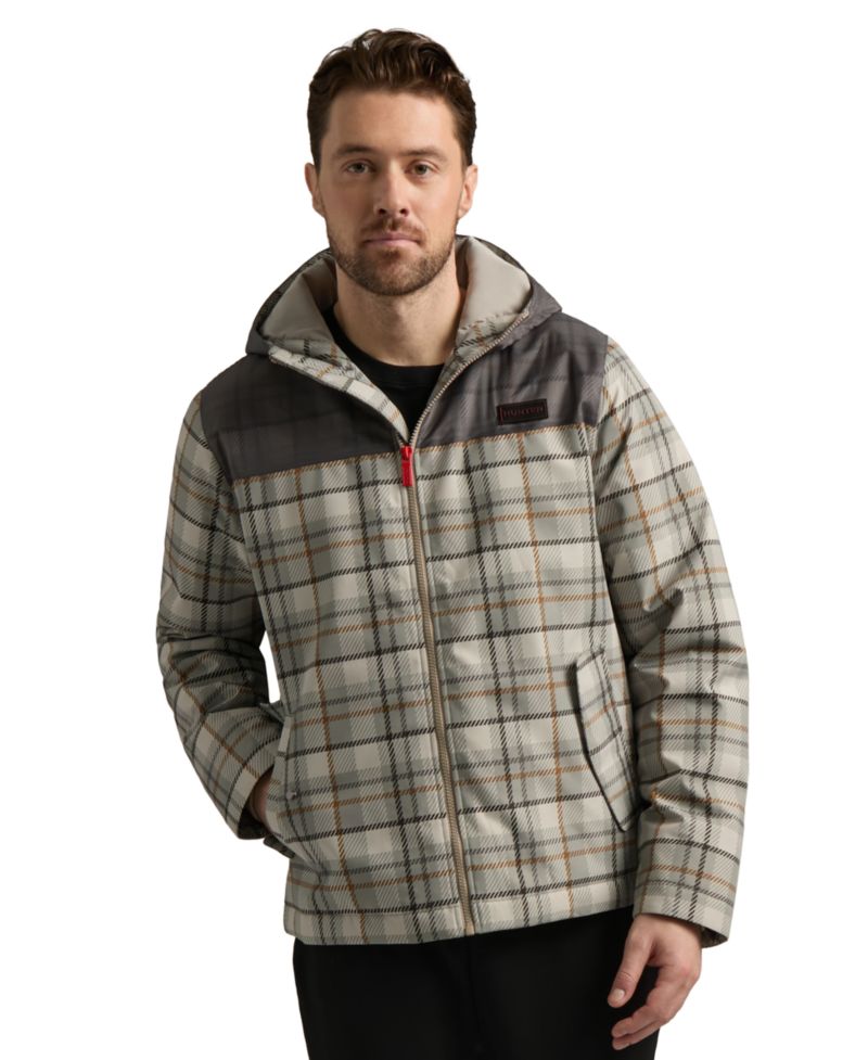 Men's Zipper-Front Plaid Print Jacket