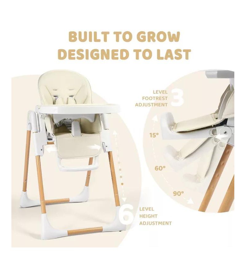BabyKinder King Convertible Baby High Chair with Wood Grain Removable Double Tray and Easy Clean Design