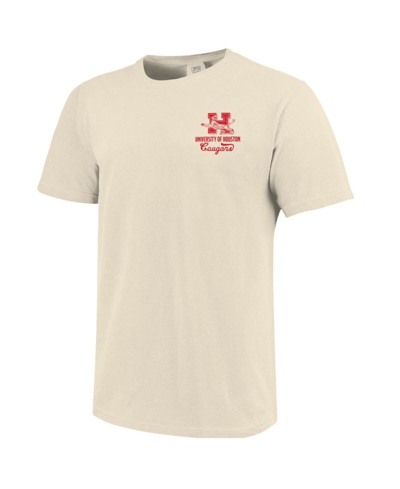 Men's Cream Houston Cougars Comfort Colors Mascot Overlay T-Shirt
