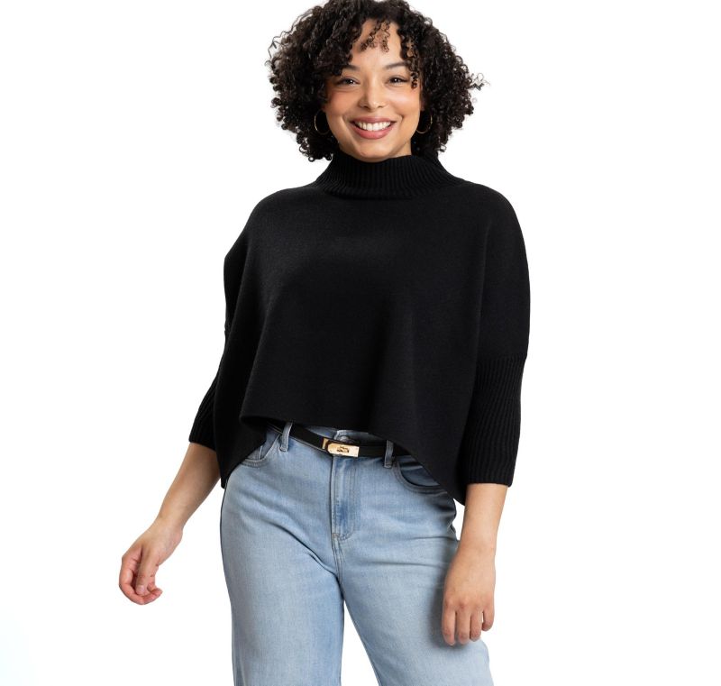 Women's Jordan Turtleneck Cropped 3/4-Length Sleeves Sweater