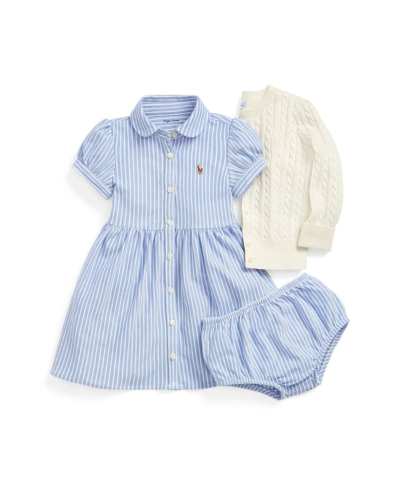 Baby Girls Striped Knit Oxford Dress