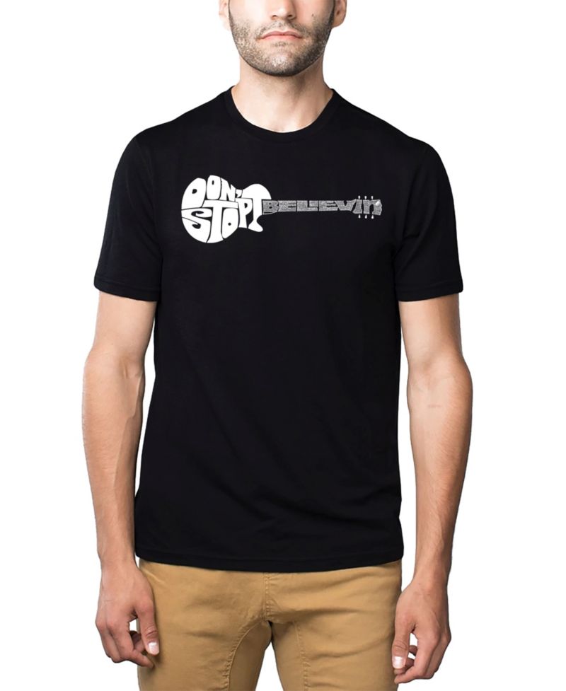Men's Cotton/Poly Blend Word Art T-Shirt - Don't Stop Believin' Guitar