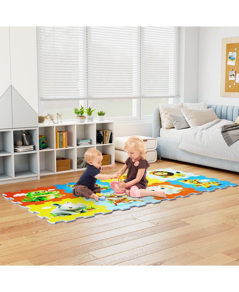 8 Pieces Educational Animal Foam Play Mat for Babies