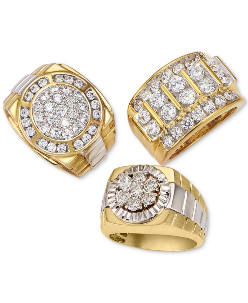 Men's Diamond Elevated Cluster Ring (3 ct. t.w.) in 10k Gold