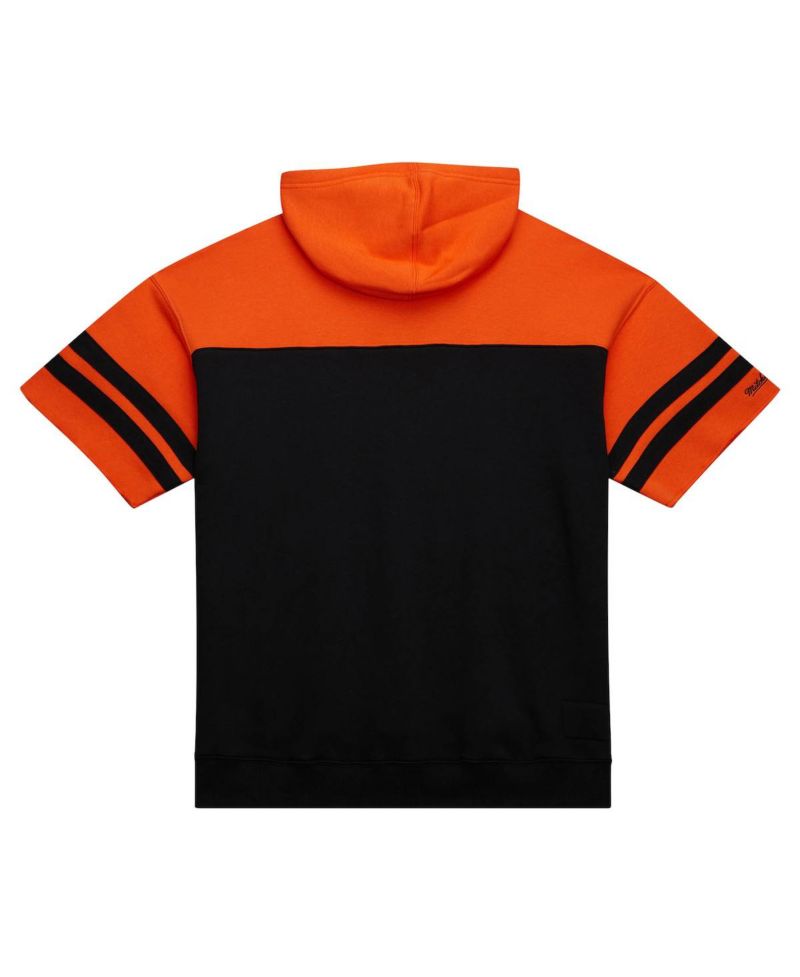 Men's Black Cincinnati Bengals Off Field Vintage Logo Short Sleeve Pullover Hoodie