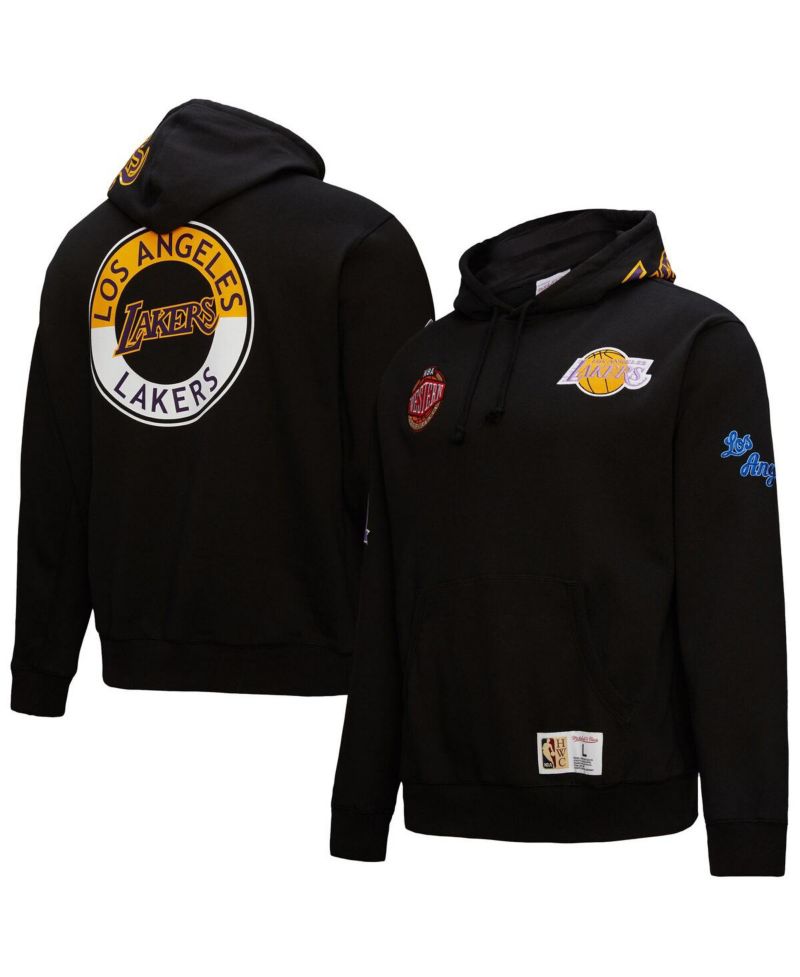 Men's Black Los Angeles Lakers Hardwood Classics Blackout Collection Pullover Hoodie