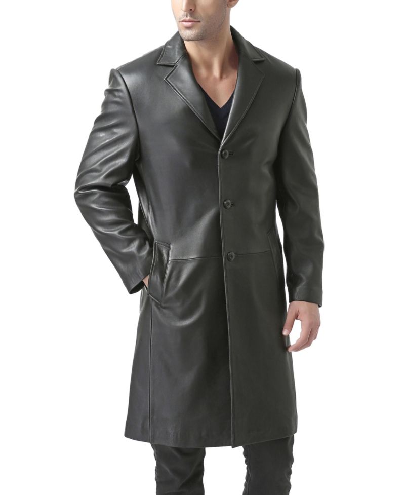 Big & Tall Classic Leather Long Walking Coat