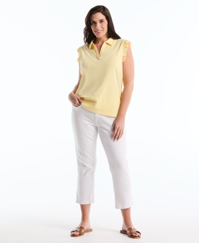 Petite Ruffle Sleeveless Polo Shirt