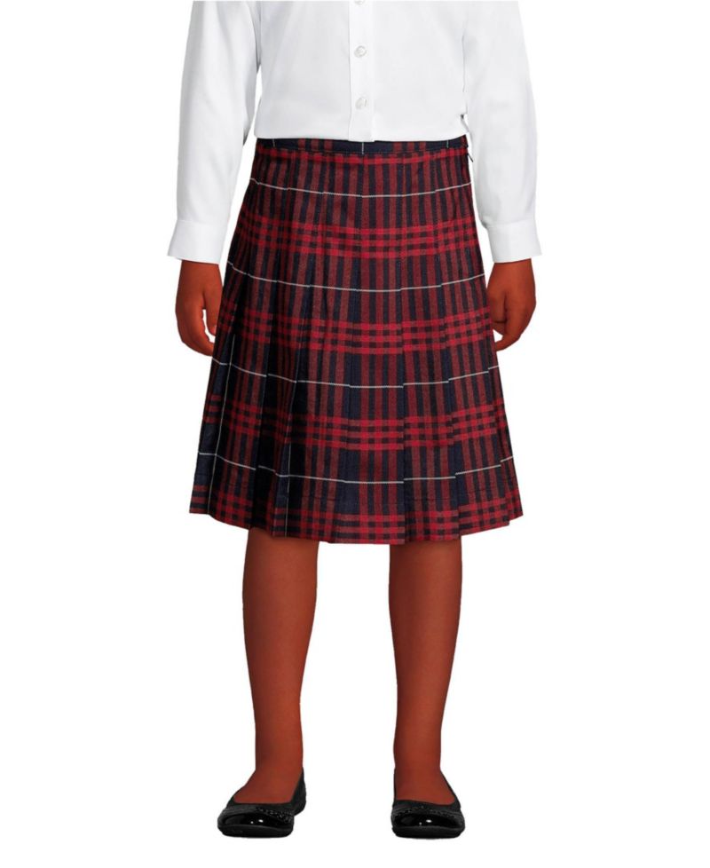 Little Girls Plaid Pleated Skirt Below the Knee