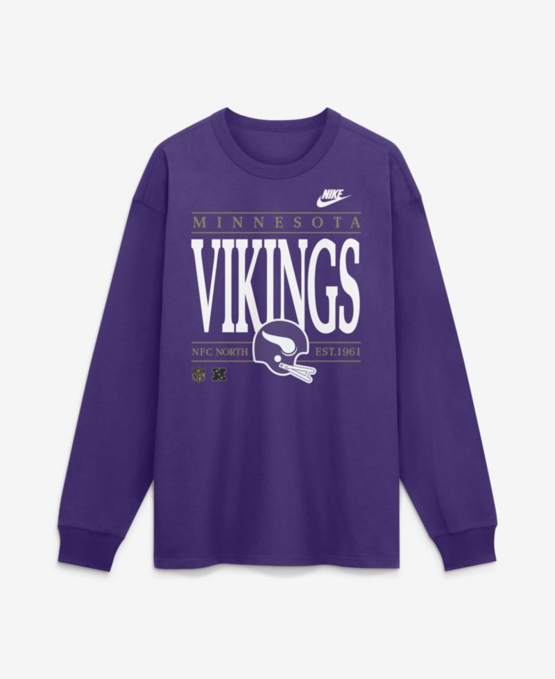 Men's Minnesota Vikings Rewind Max90 Throwback-Graphic Long-Sleeve Crewneck T-Shirt