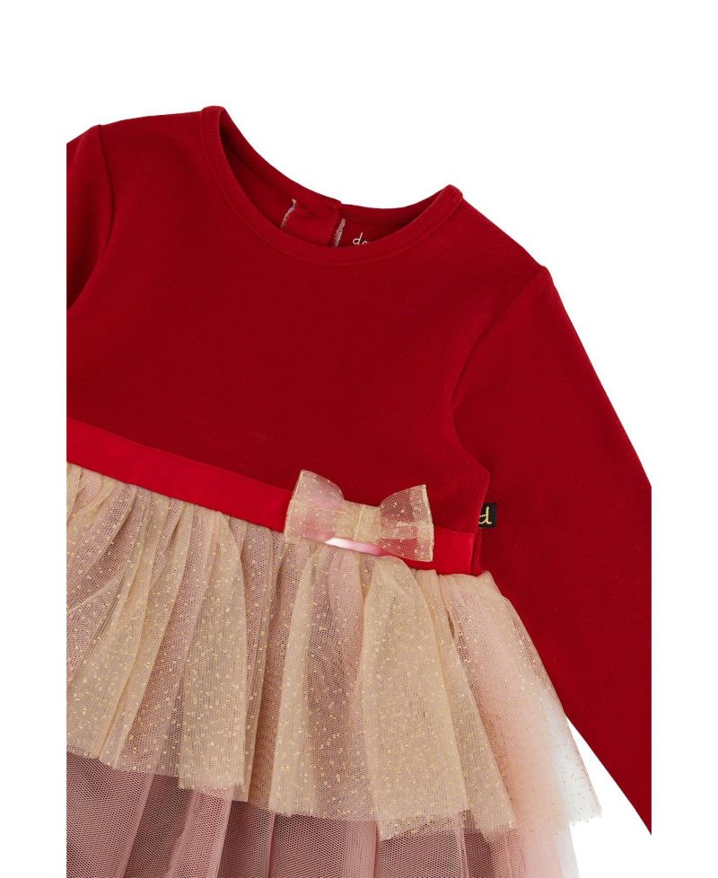 Little Girls (6-8) Bi-Material Dress with Glittering Skirt