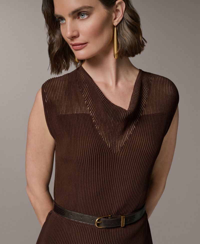 Women's Sleeveless Knit Maxi Sweater Dress with Belt