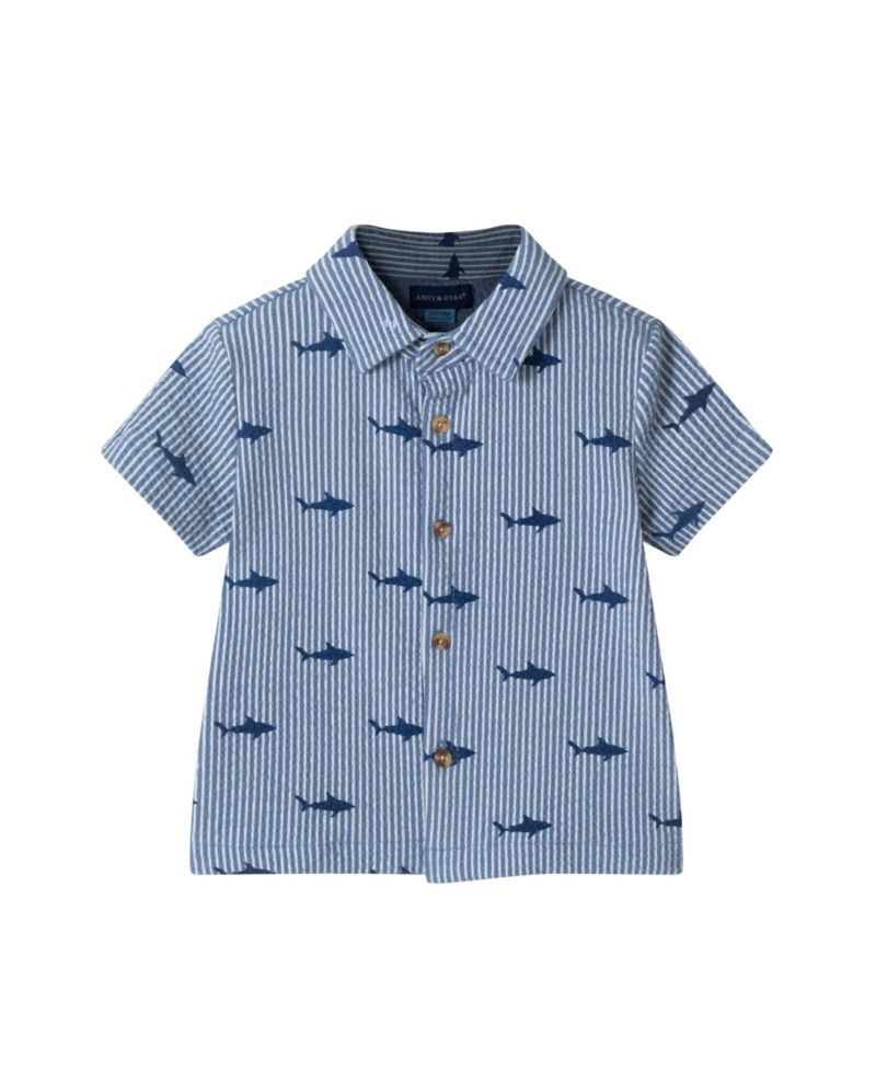 Infant Boys Shark Buttondown and Shorts Cabana Set