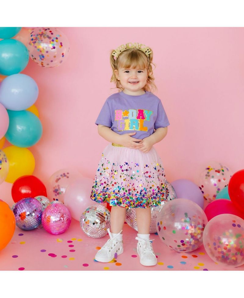 Little and Big Girls Pink Confetti Tutu Skirt