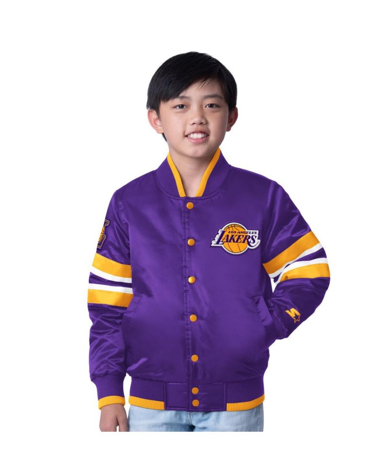 Big Boys and Girls Purple Los Angeles Lakers Scout Varsity Full-Snap Jacket