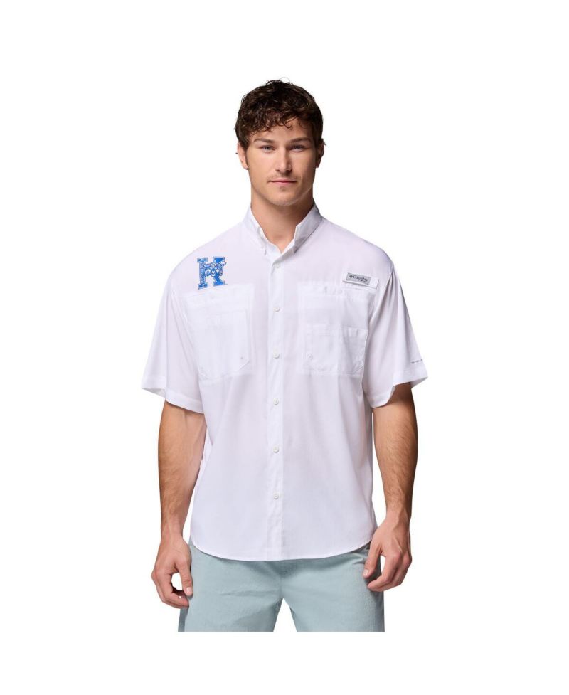 Men's White Kentucky Wildcats Tamiami Omni-Shade Button-Down Shirt