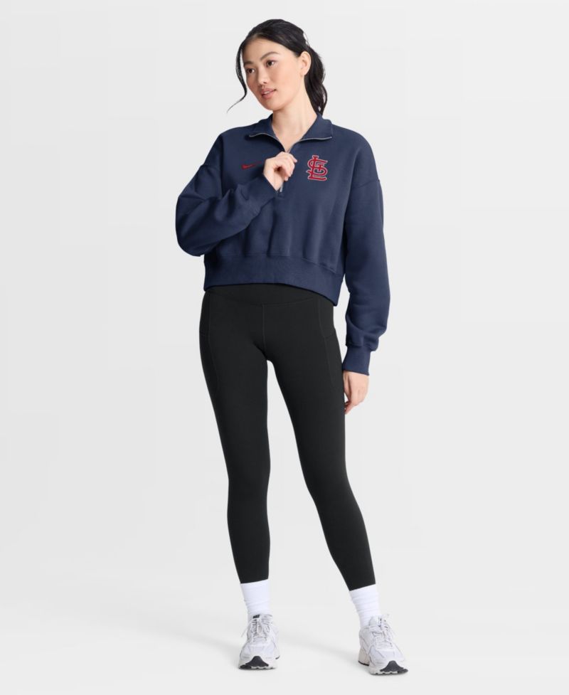 Women's Navy St. Louis Cardinals Primetime Phoenix Fleece Half-Zip Sweatshirt