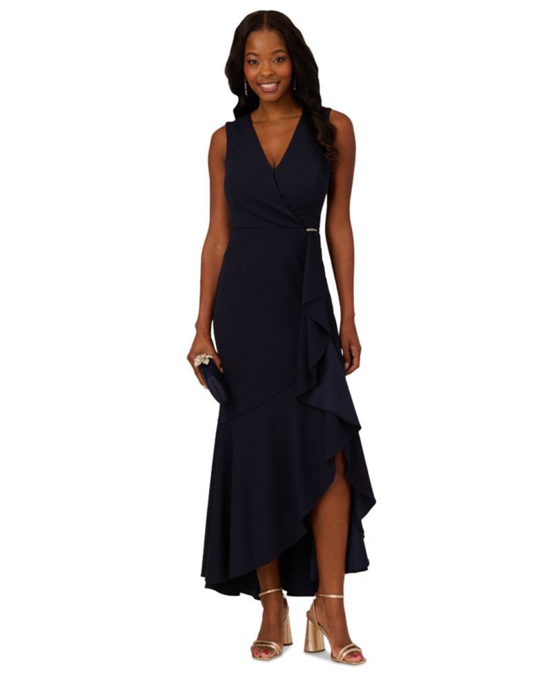 Women's Ruffled V-Neck High-Low Dress
