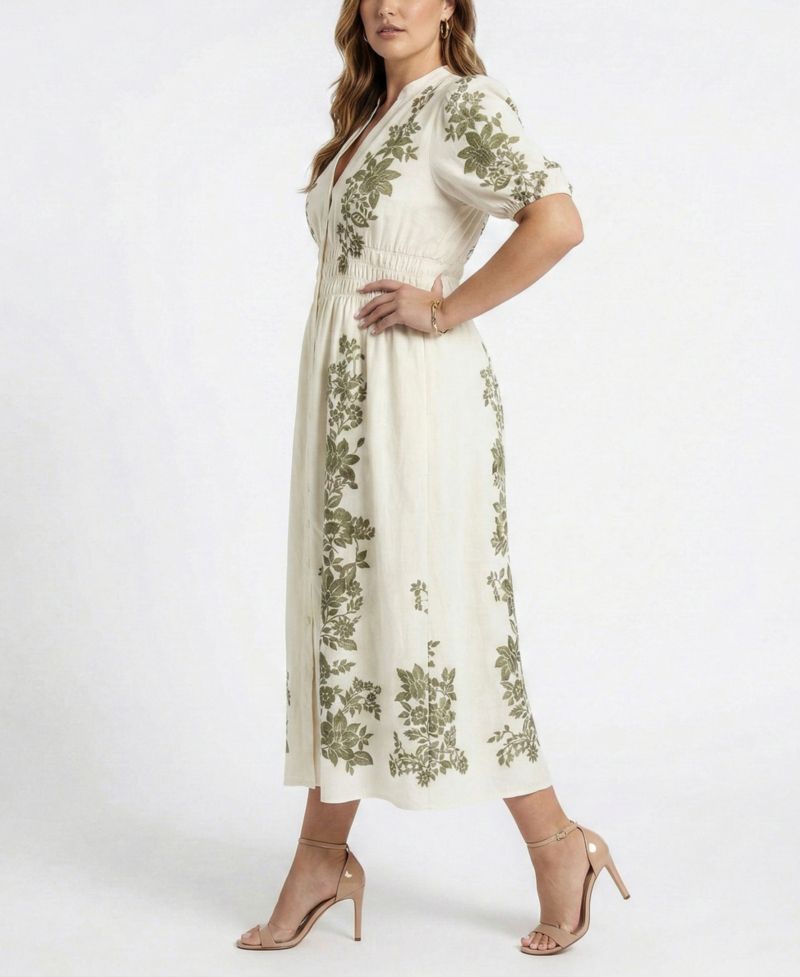 Plus Size Short-Sleeve V-Neck Maxi Dress