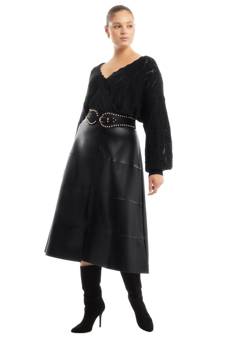 Women's June and Vie Scallop-Trim Wrap Sweater