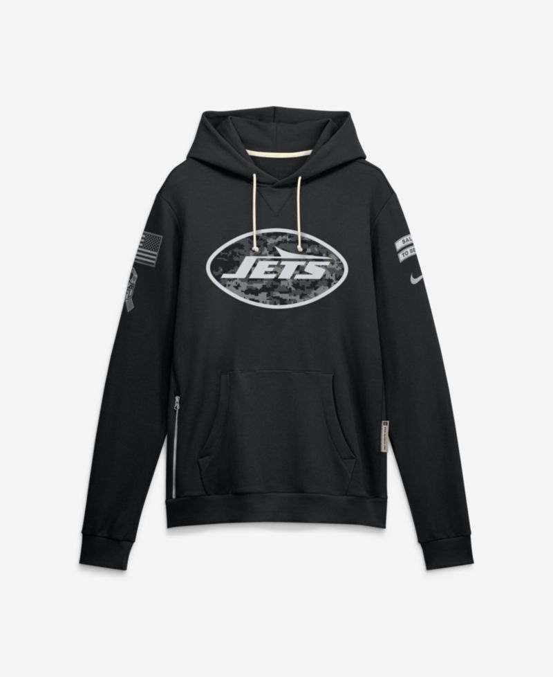 Men's Black New York Jets 2026 Salute to Service Sideline Pullover Hoodie