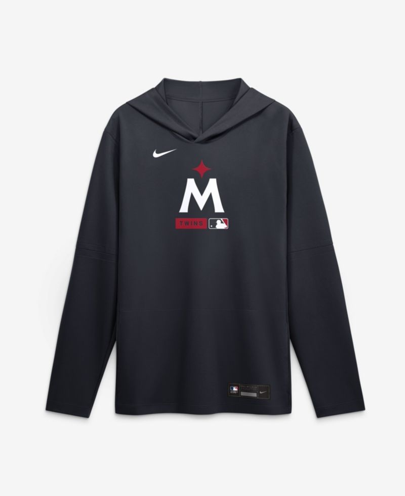 Men's Navy Minnesota Twins Authentic Collection Dri-FIT Long Sleeve Hooded T-Shirt