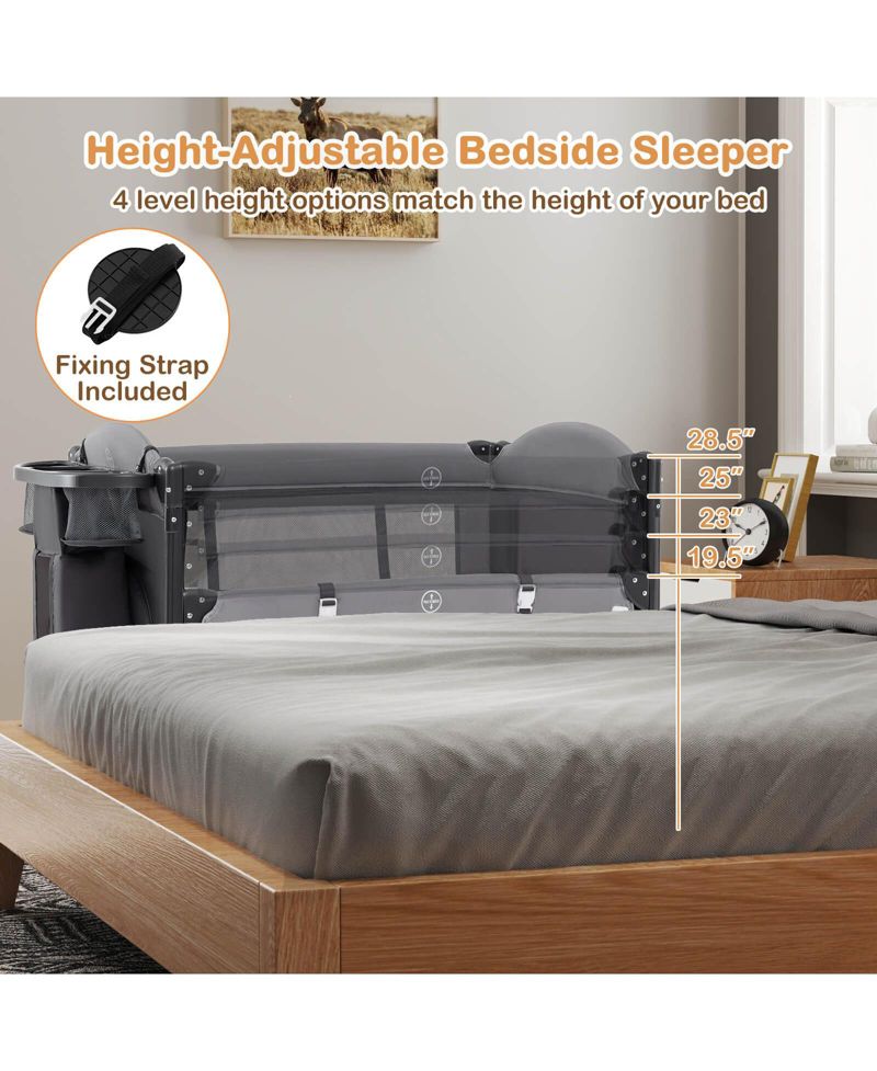 Baby Baby Bassinet Bedside Crib with Changing Table Mattress Detachable Canopy Basket
