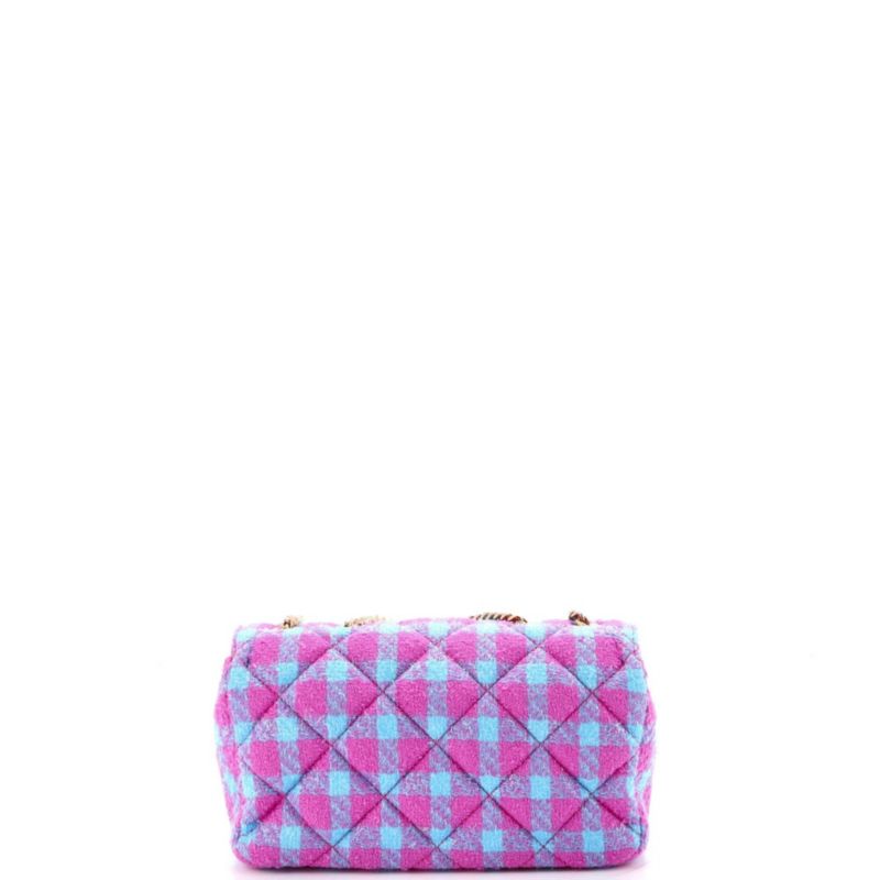 East West Medusa Icon Chain Flap Bag Quilted Tweed