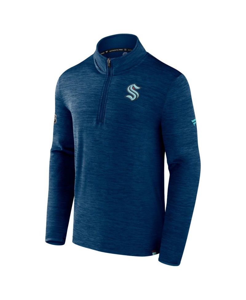 Men's Deep-Sea Seattle Kraken Authentic Pro Quarter-Zip Pullover Top