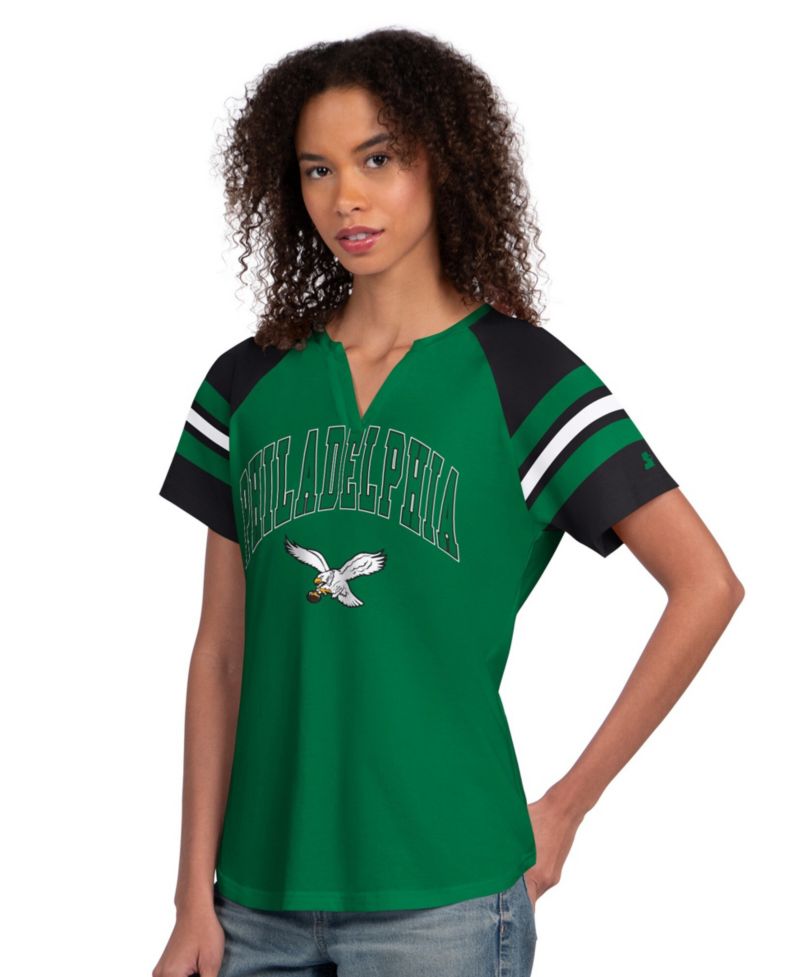 Women's Kelly Green Philadelphia Eagles Game On Notch Neck Raglan T-Shirt