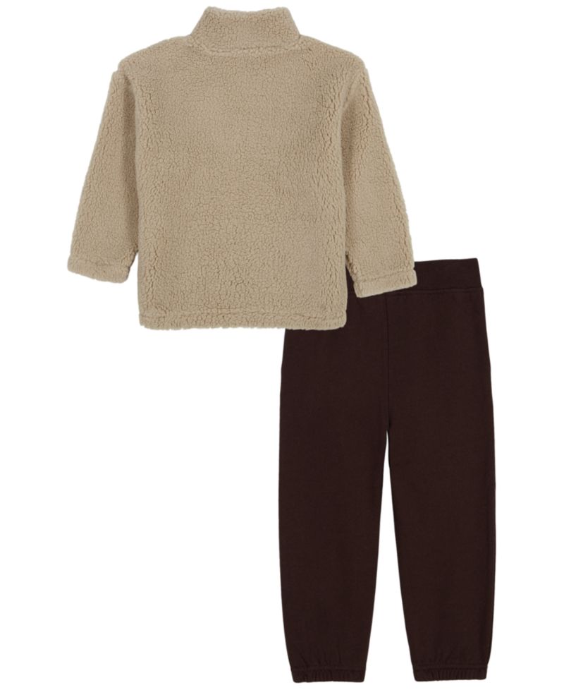 Baby Boys' Sherpa Quarter-Zip Long-Sleeve Top and Pants, 2-Piece Set