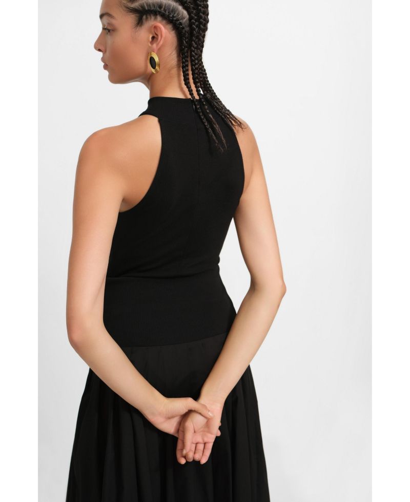 Women's Doris Sleeveless High Mock-Neck Halter Bodysuit