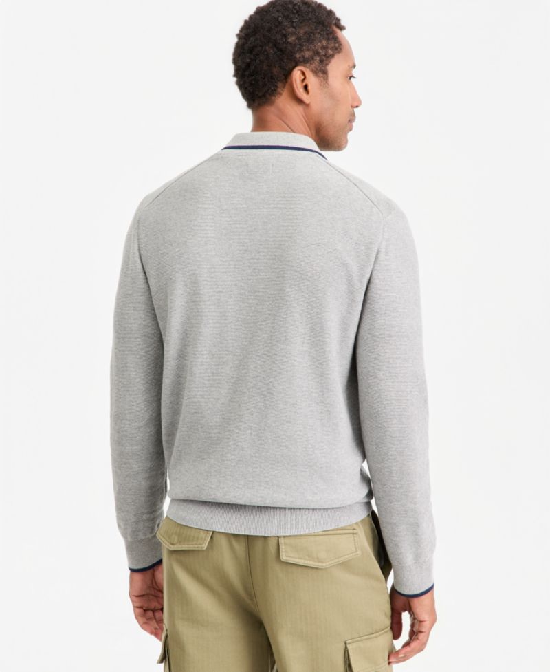 Men's Tipped Long-Sleeve Polo Sweater, Macy's Exclusive