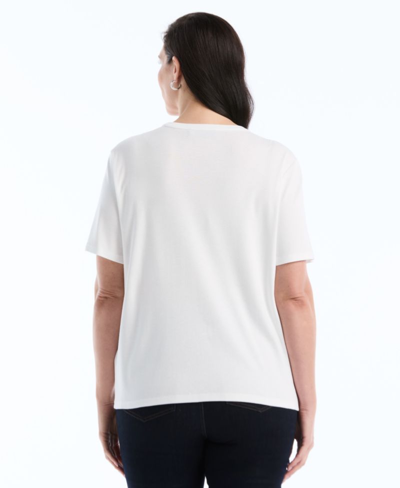 Petite Button Detail Short-Sleeve Top