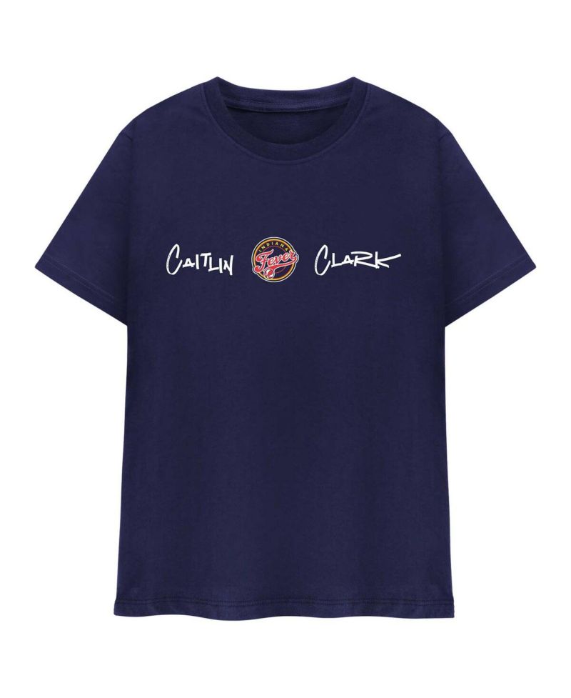 Men's and Women's Caitlin Clark Navy Indiana Fever Player Signature T-Shirt