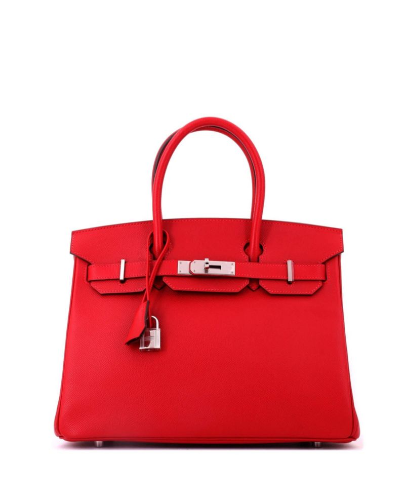 Pre-Owned Hermes Birkin 30 Handbag Red Epsom with Palladium Hardware