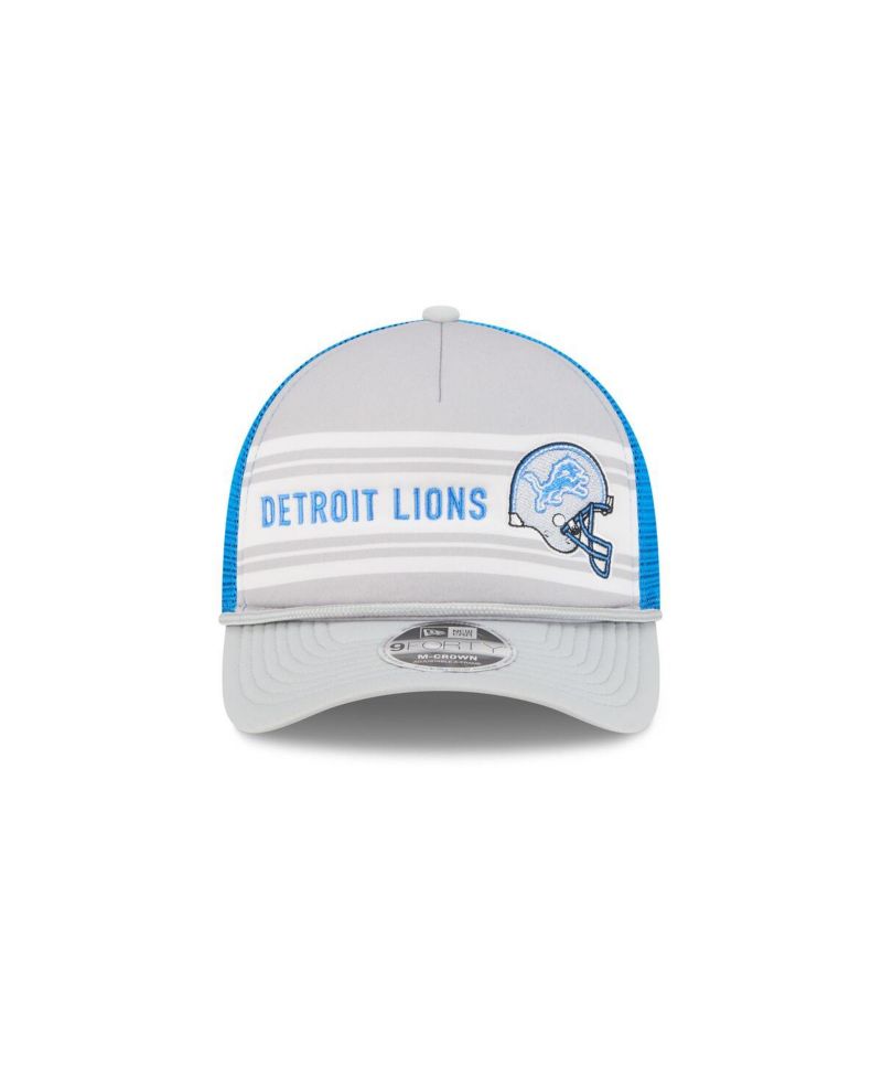 Men's Gray Detroit Lions Linear A-Frame 9FORTY Adjustable Hat