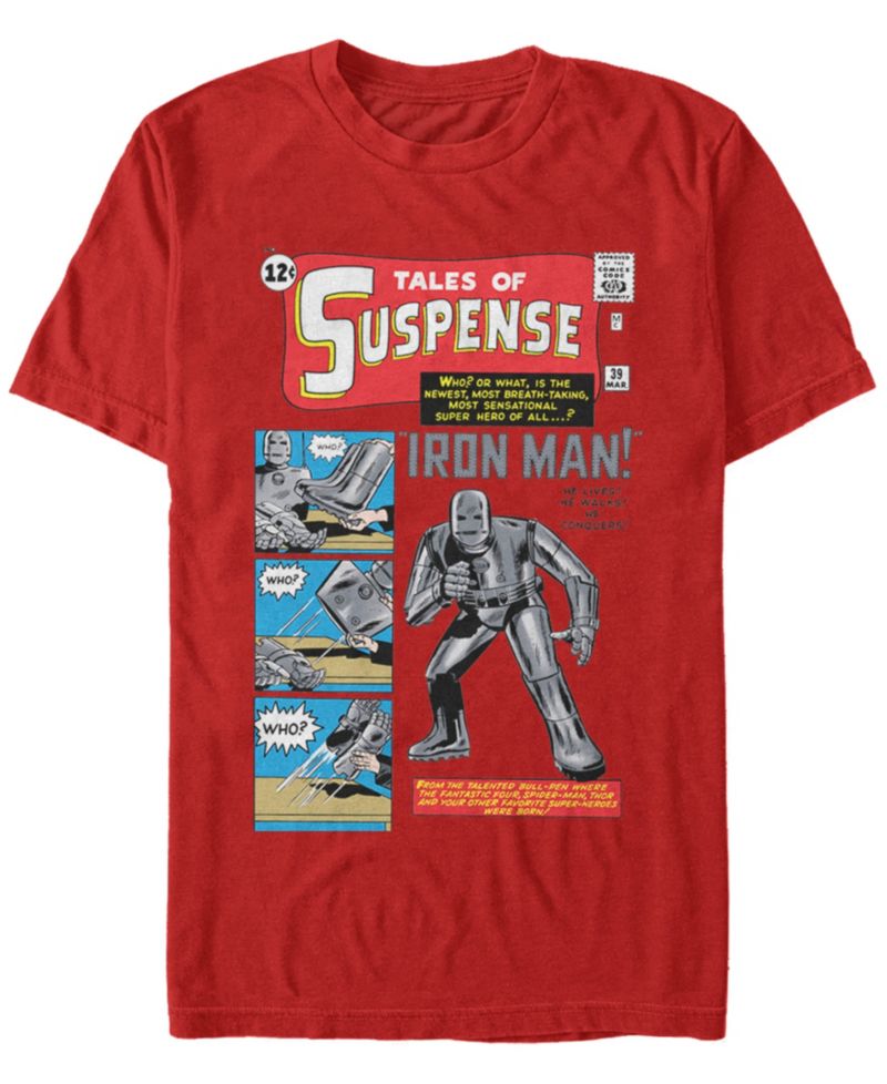 Marvel Men's Iron Man Retro Tales of Suspense Comic Cover, Short Sleeve T-shirt