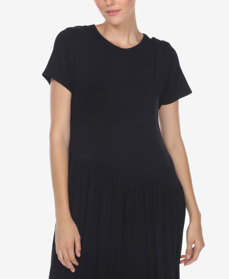 Women's Short Sleeve Asymmetrical Waist Maxi Dress