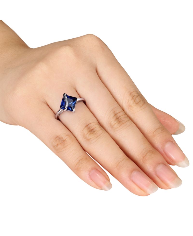 Lab-Grown Sapphire Square Swirl Ring (2-4/5 ct. t.w.) in Sterling Silver