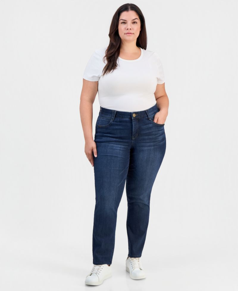 Plus Size Mid-Rise Straight-Leg AbSolution Jeans