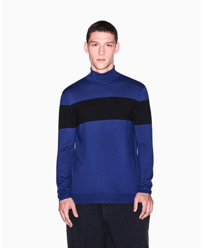 Men's Viscose Colorblock Turtleneck Sweater