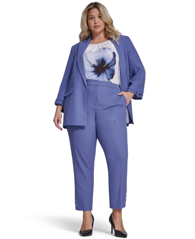 Plus Size Open-Front Notch Collar Blazer