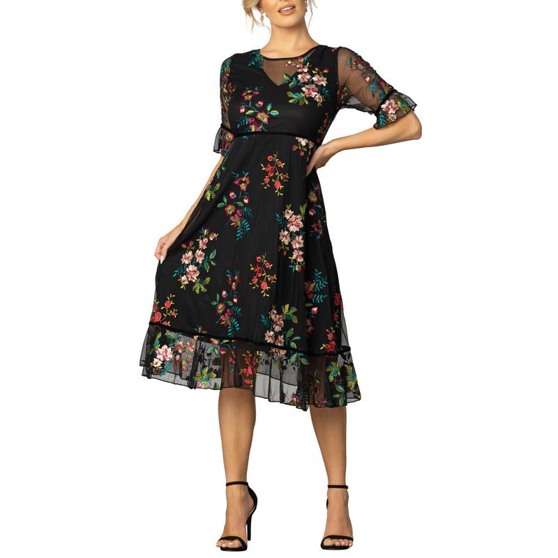 Women's Wildflower Embroidered Floral Mesh Dress