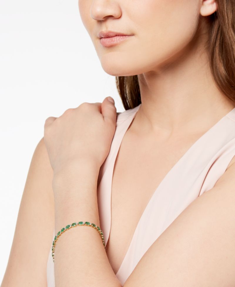 EFFY® Emerald (9-1/3 ct. t.w.) and Diamond (1/4 ct. t.w.) Tennis Bracelet in 14k Gold (Also Available in Brasilica by EFFY® Sapphire)
