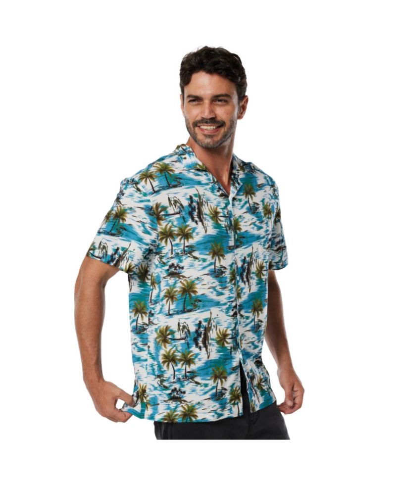 Men's Casual Button-Down Hawaiian Short Sleeve Shirt