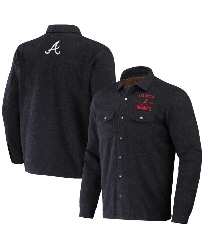 Men's Darius Rucker Collection by Black Atlanta Braves Ringstop Full-Snap Shacket
