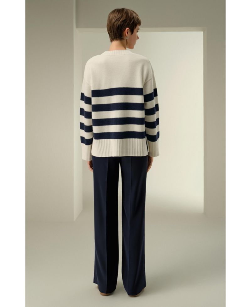 Women's Striped Wool-Cashmere Oversized Sweater